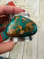 Handcrafted Sterling Silver & Pilot Mountain Turquoise Cuff Bracelet by Ed Smith