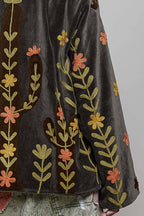 Suzette Vine Embroidery Floral Velvet Jacket