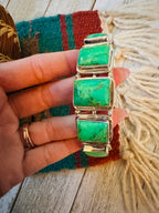 Handcrafted Green Kingman Turquoise & Sterling Silver Cuff Bracelet