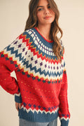 Nordic Print Knitted Sweater