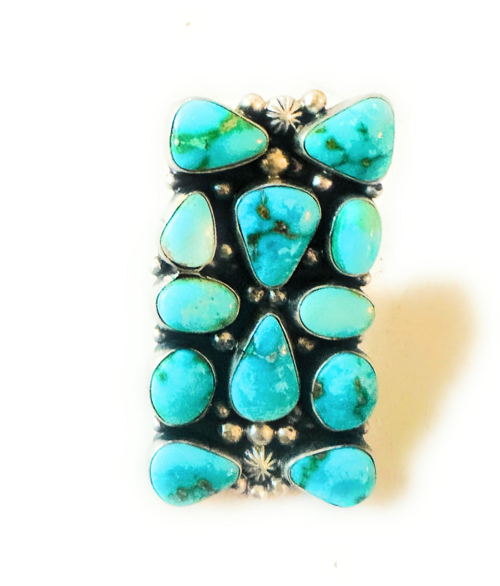Handcrafted Sterling Silver & Kingman Turquoise Ring Size 9