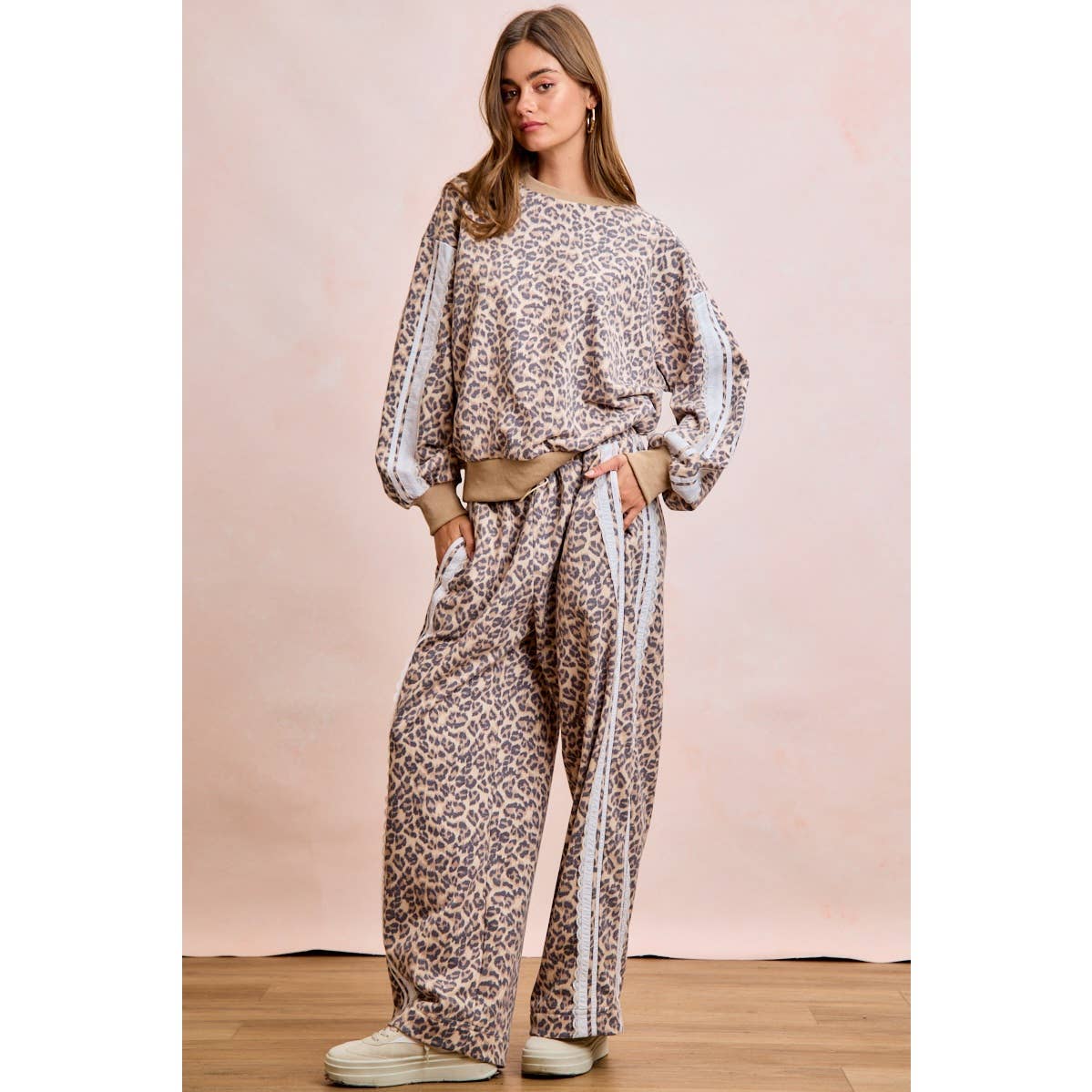 Leopard Lace Stripe Sweatshirt