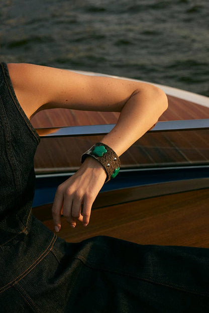 Cloud Crossing Leather + Turquoise Cuff Bracelet
