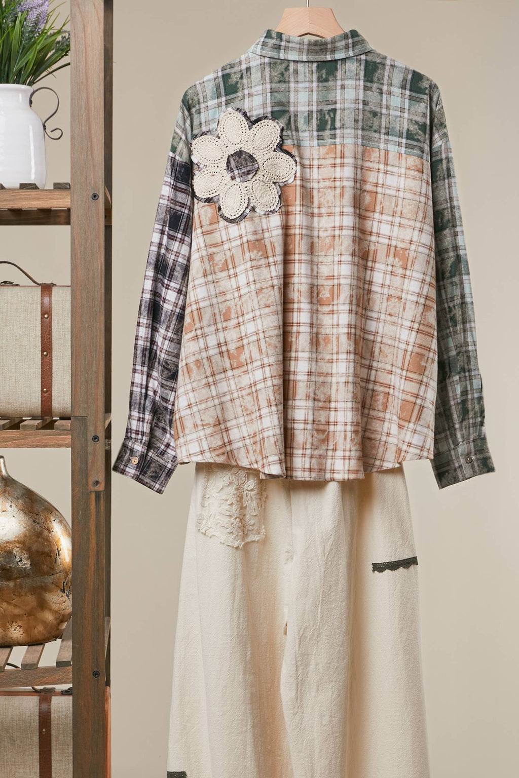 Vintage Patchwork Plaid Shirt Jacket