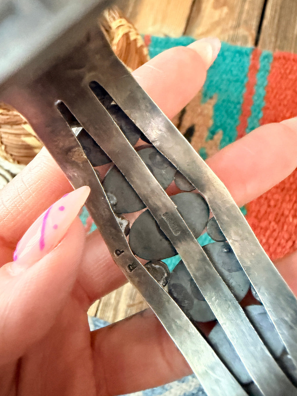 Handcrafted Sterling Silver & Egyptian Turquoise Cuff Bracelet by Rosella Paxson