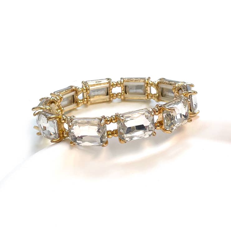 Emerald Cut Crystal AB Stretch Bracelets