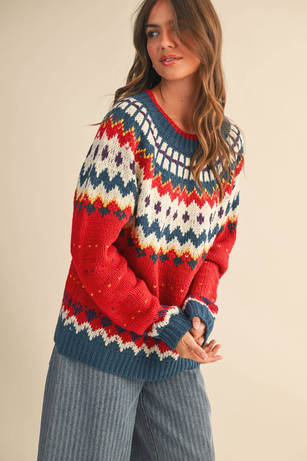 Nordic Print Knitted Sweater