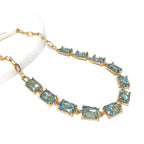 Rectangle Crystal Glass Linked Statement Chain Necklace