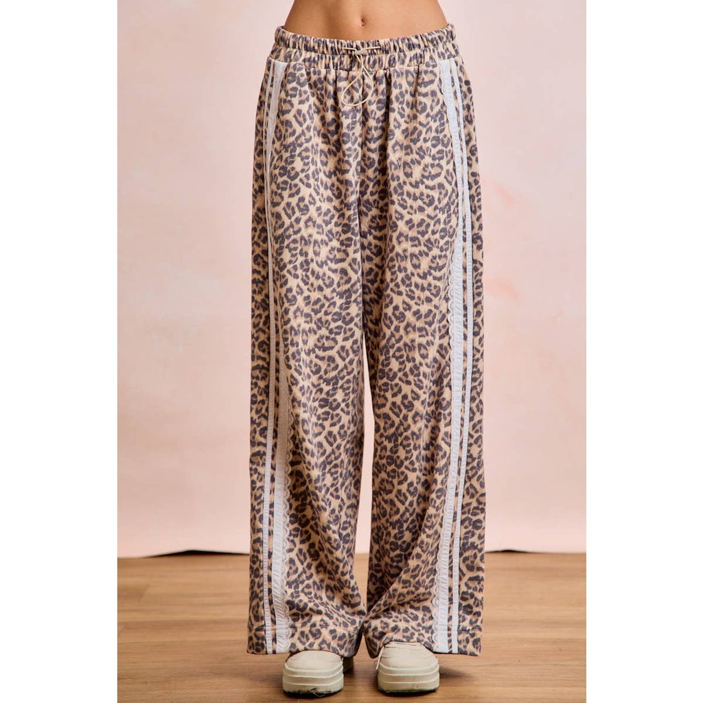Leopard Lace Stripe Sweat Pants