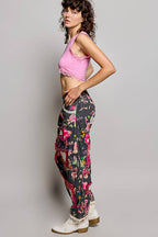 Heart Star Patchwork Lace Trim Barrel Pants