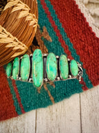 Handcrafted Green Kingman Turquoise & Sterling Silver Cuff Bracelet