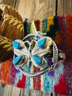 Handcrafted Old Pawn Sterling Silver & Turquoise Butterfly Cuff Bracelet