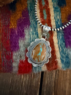 Handcrafted Sterling Silver & Royston Ribbon Turquoise Pendant by David Skeets