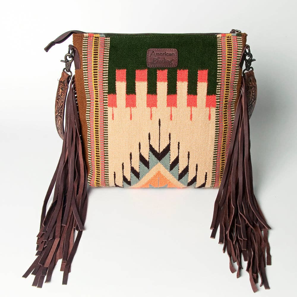 Tooled + Blanket Crossbody Fringed Handbag