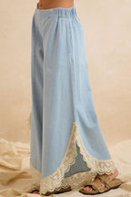 Crochet Trim Tulip Wide Leg Jeans