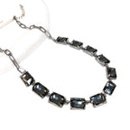 Rectangle Crystal Glass Linked Statement Chain Necklace