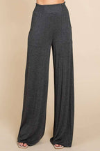 SMOCKING WAIST WIDE POCKET PANTS