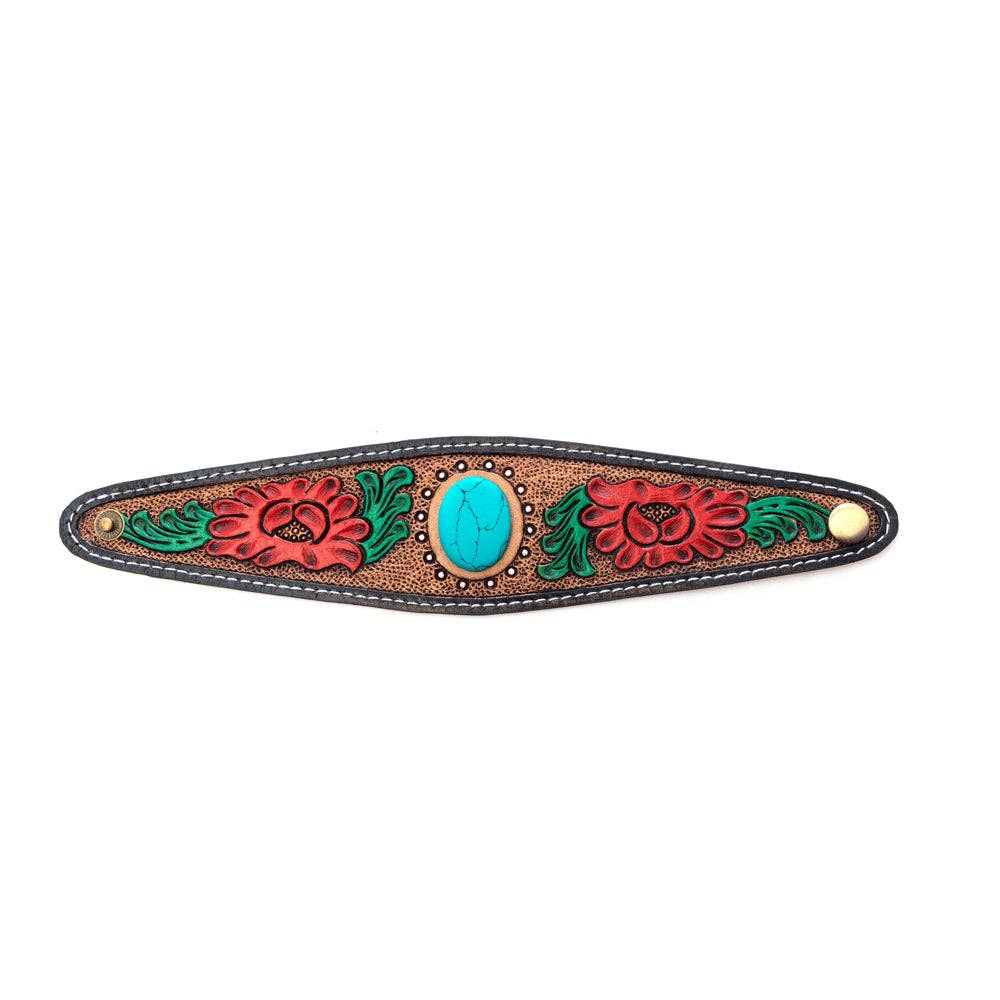Desert Roses Leather + Stone Cuff Bracelet