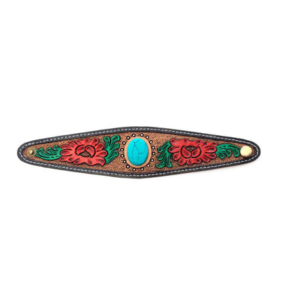 Desert Roses Leather + Stone Cuff Bracelet