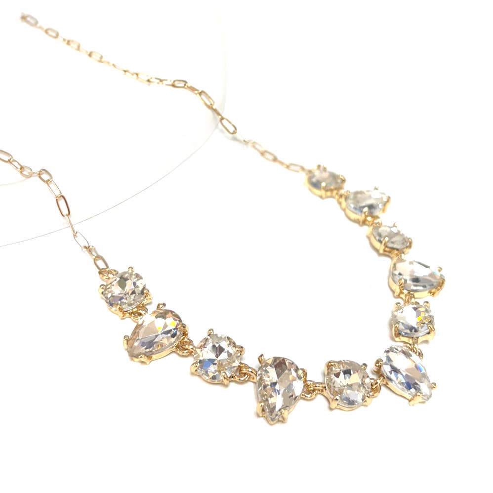 Round & Teardrop Mix Glass Beads Station Necklace