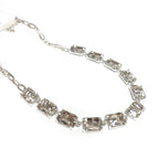 Rectangle Crystal Glass Linked Statement Chain Necklace