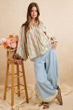Crochet Trim Tulip Wide Leg Jeans