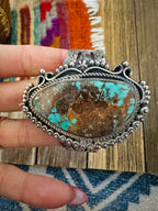 Handcrafted Royston Turquoise & Sterling Silver Cuff Bracelet by Rosella Paxson