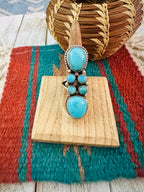 Handcrafted Sterling Silver & Kingman Turquoise Ring Size 8