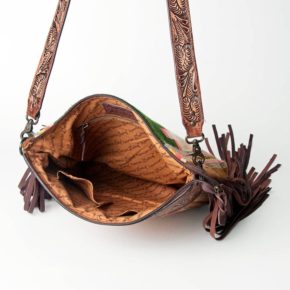Tooled + Blanket Crossbody Fringed Handbag