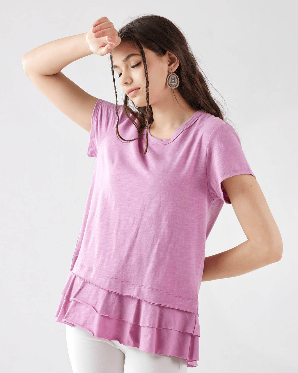 Eloise Ruffle Hem Short Sleeve Tee