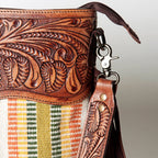 Fringe Tooled Leather Crossbody Bag
