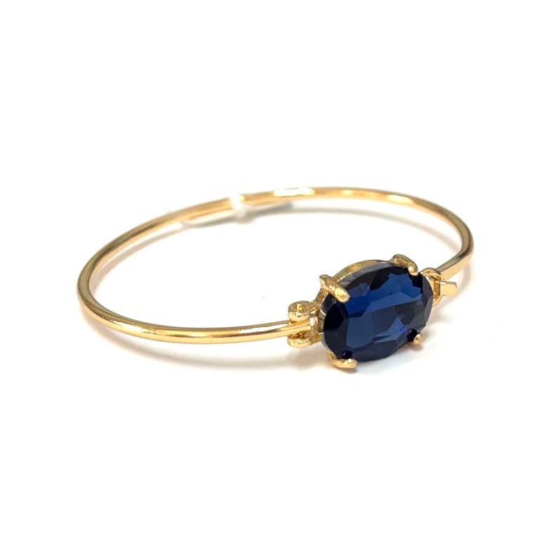 Crystal Oval Stone Cuff Metal Bangle