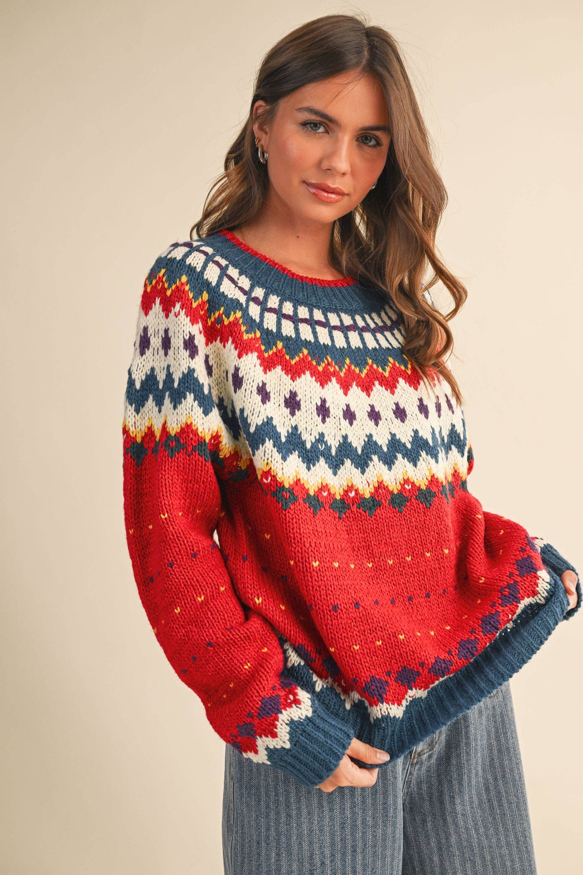 Nordic Print Knitted Sweater