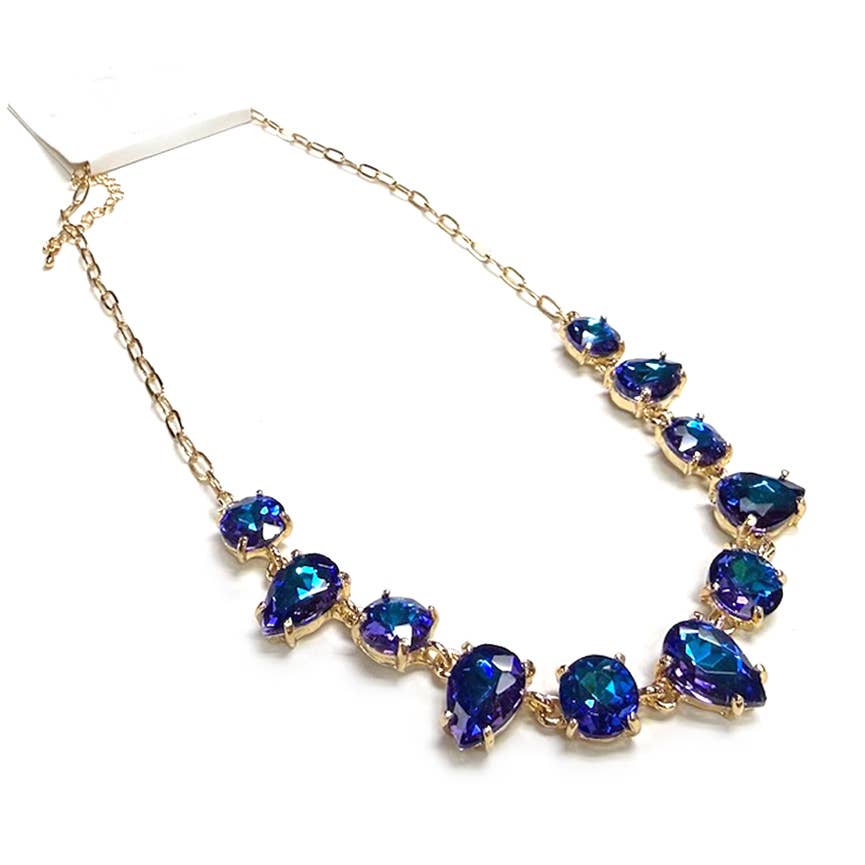 Round & Teardrop Mix Glass Beads Station Necklace