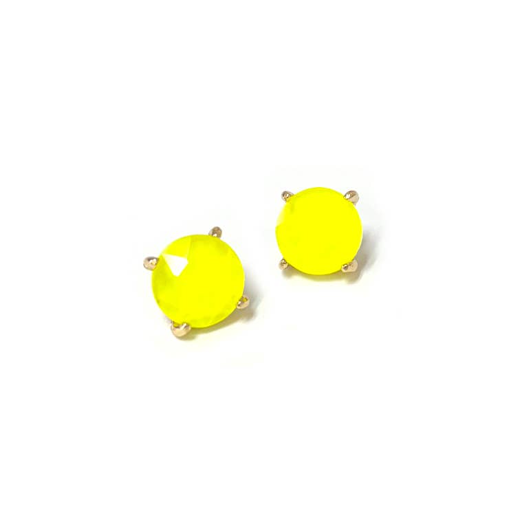 Sterling Silver S925 Post 12mm Round Glass Stud Earrings