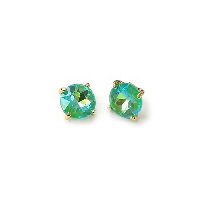 Sterling Silver S925 Post 12mm Round Glass Stud Earrings