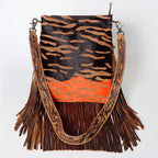 Faye Tiger Stripe Hide Leather Tooled Bag