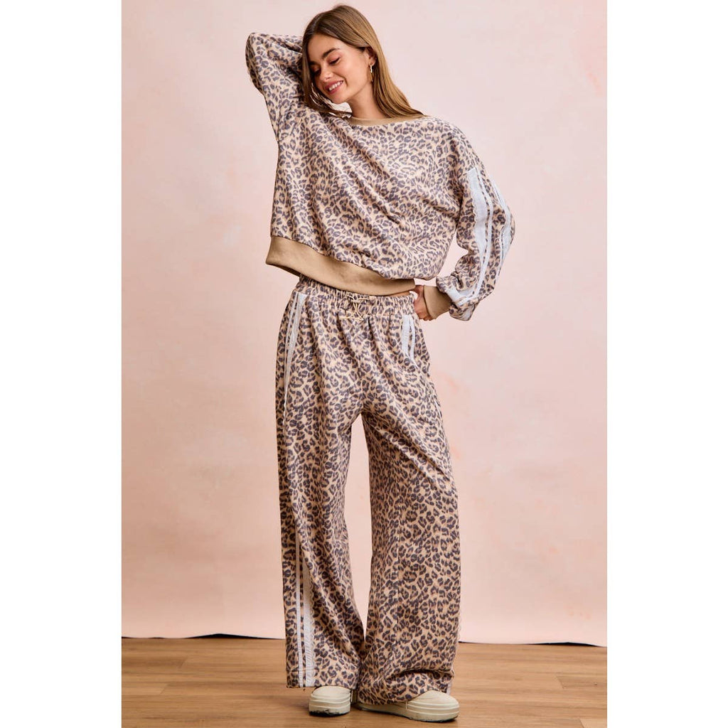 Leopard Lace Stripe Sweat Pants