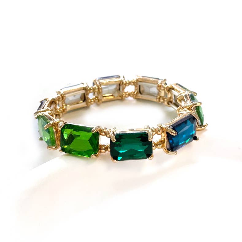 Emerald Cut Crystal AB Stretch Bracelets