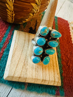 Handcrafted Sterling Silver & Kingman Turquoise Ring Size 8