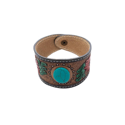 Desert Roses Leather + Stone Cuff Bracelet