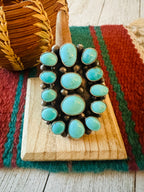 Handcrafted Sterling Silver & Kingman Turquoise Ring Size 10