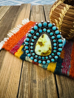 Handcrafted Sterling Silver & Turquoise Cluster Cuff Bracelet by Shawn Cayatineto