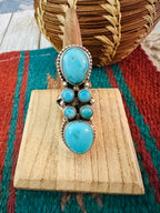 Handcrafted Sterling Silver & Kingman Turquoise Ring Size 8