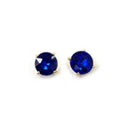 Sterling Silver S925 Post 12mm Round Glass Stud Earrings
