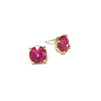 Sterling Silver S925 Post Round Glass Stud Earrings 10mm