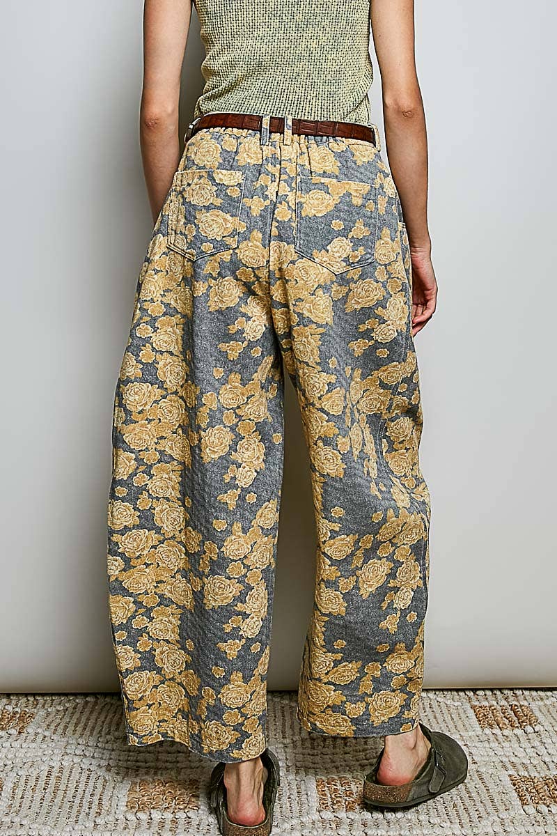 POL Crafted Textured Allover Print Woven Wide-Leg Pants