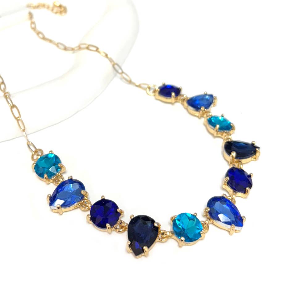 Round & Teardrop Mix Glass Beads Station Necklace
