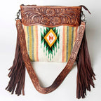 Fringe Tooled Leather Crossbody Bag