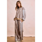 Leopard Lace Stripe Sweat Pants